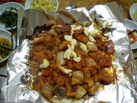 BBQ pork, squid and garlic